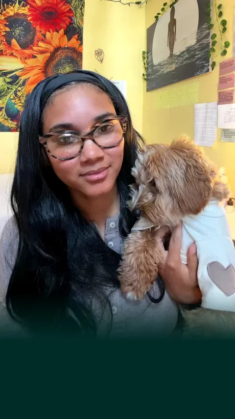 Ayjah sharing their Central Park Puppies experience