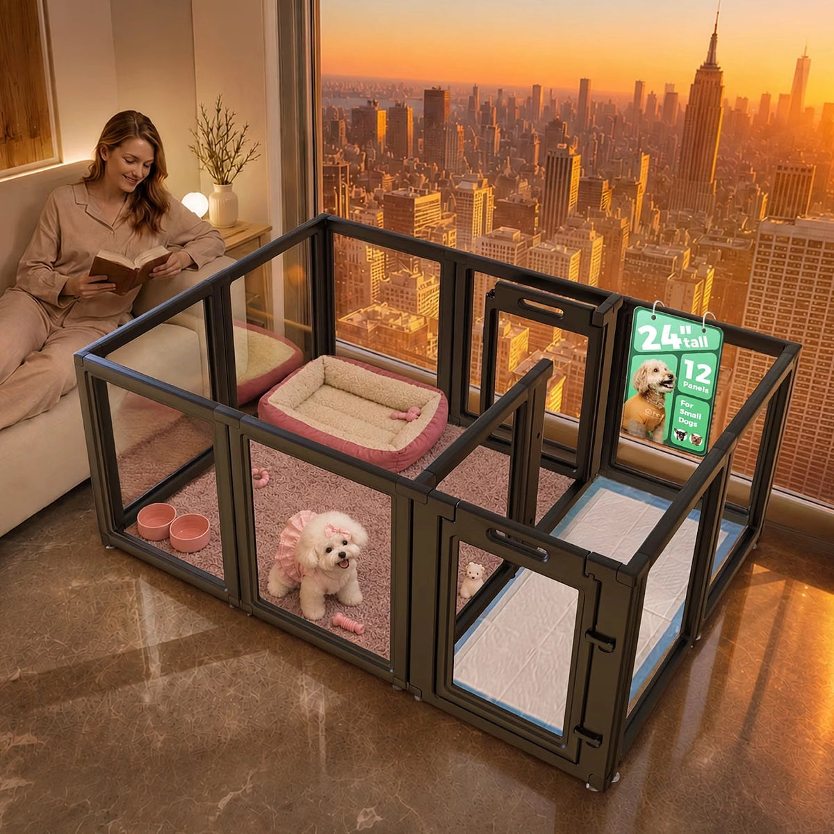 FXW AuraSpace Clear Acrylic Indoor Dog Playpen